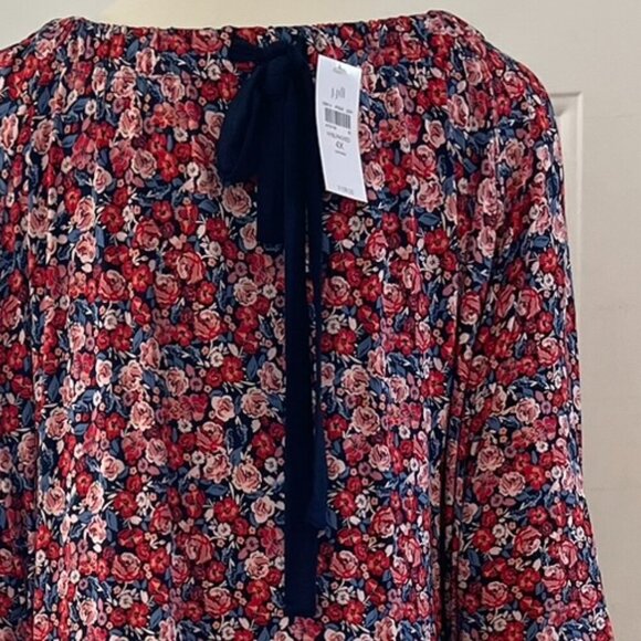 J.Jill Wearever Plus-Size Ditsy Floral Print-Spring Garden Midi Dress Sz 4x - Picture 4 of 11